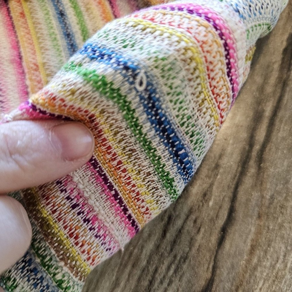 Vintage 60s 70s‎ Rainbow Striped Blazer Jacket Small Big Buttons Colorful Pink - Picture 8 of 14
